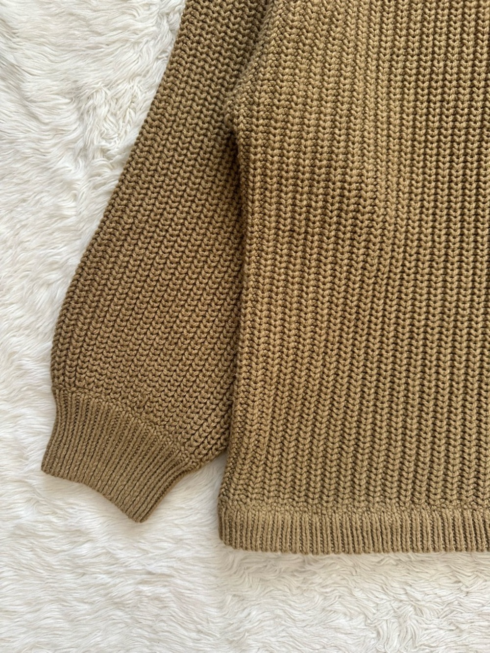 Madewell Sweater Shirttail Cardigan Sweater Single Button Front Knit Tan Sz XL - Picture 6 of 12